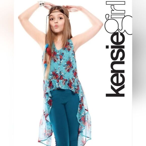 🌿"Kensie Girl" top with irregular hem, size L Juniors - Picture 1 of 14